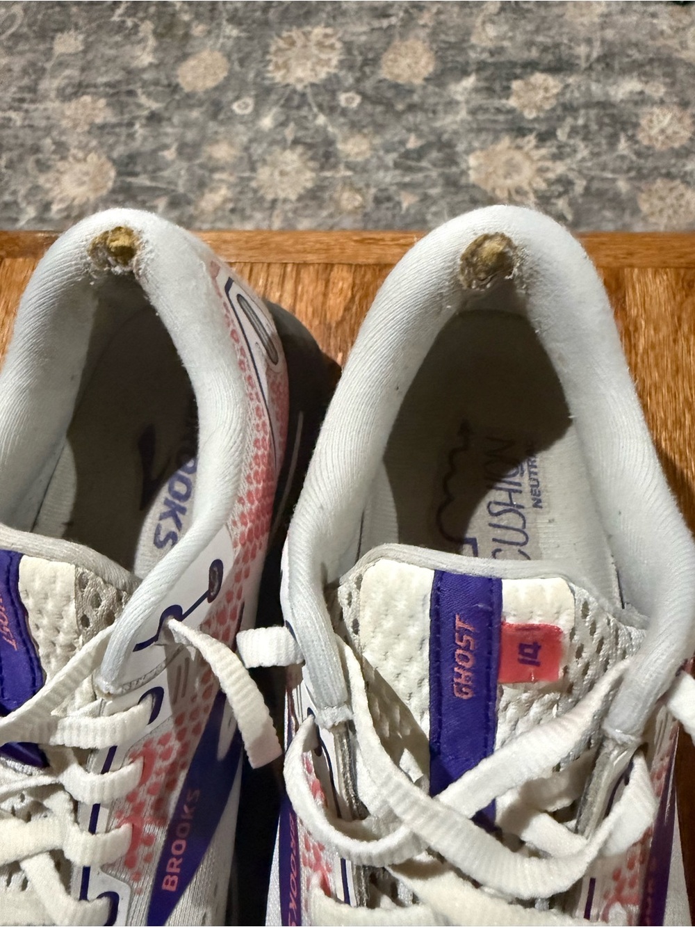 Brooks White Running Shoes with Pink and Purple Accents - Picture 3 of 5